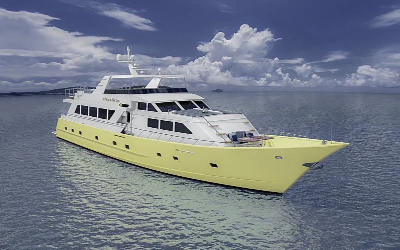 a white yacht in the water aboard A PLACE IN THE SUN Yacht for Sale