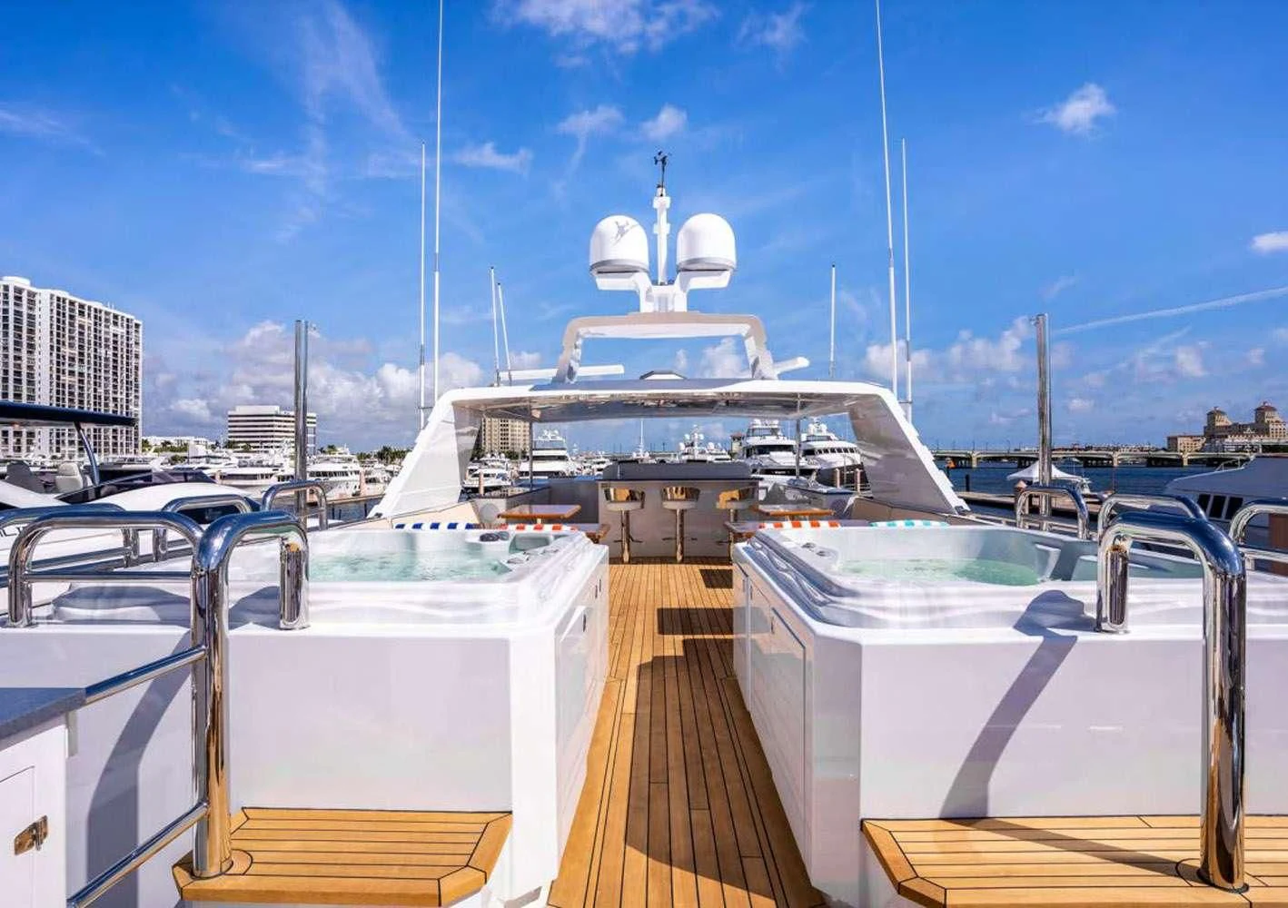 a deck with a large ship in it aboard A PLACE IN THE SUN Yacht for Sale