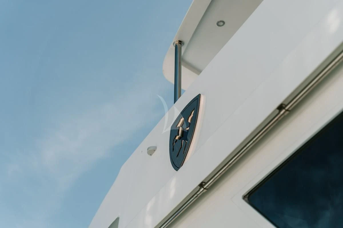 a close-up of a logo aboard A PLACE IN THE SUN Yacht for Sale