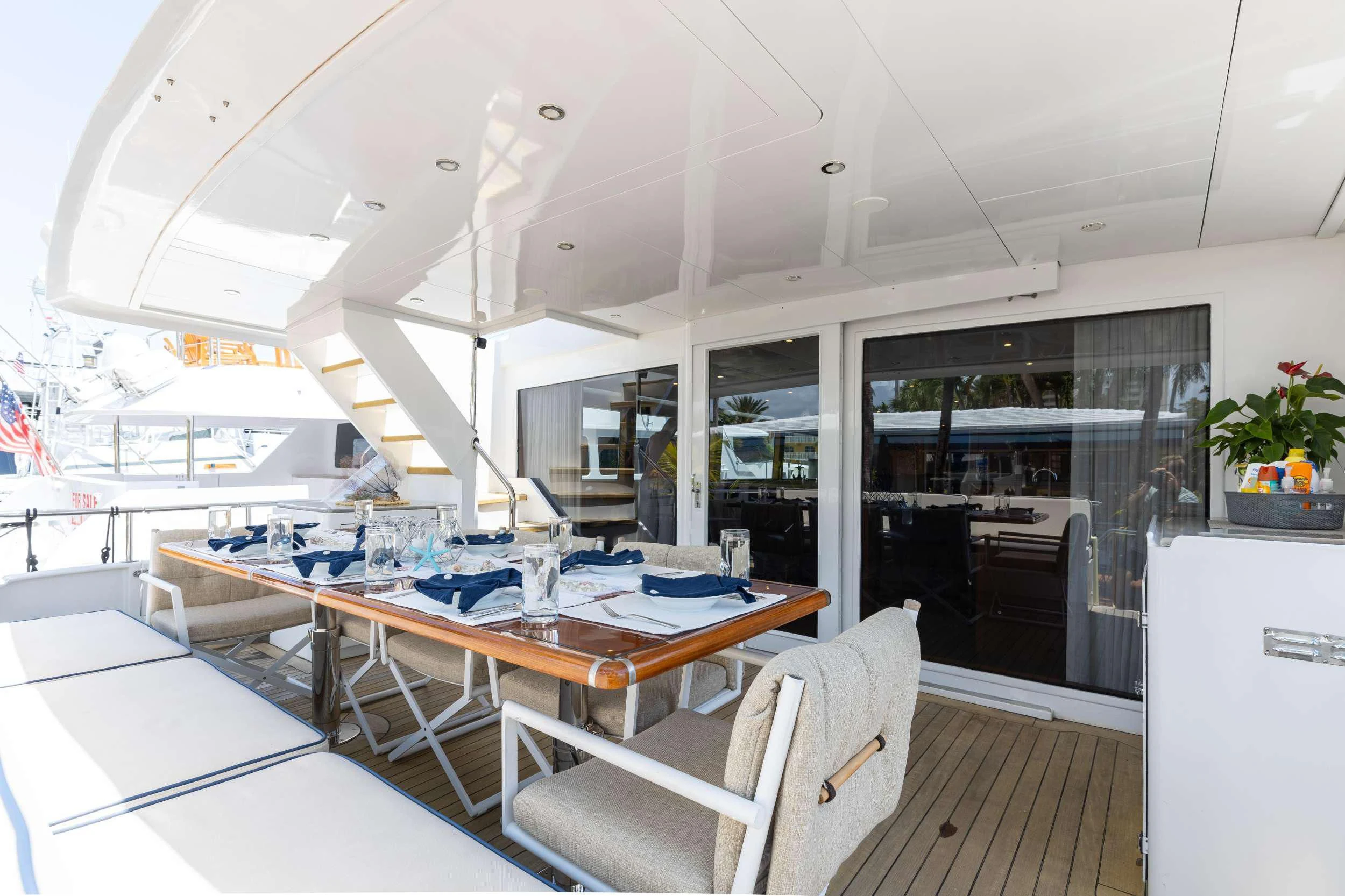 a large open kitchen and dining area aboard A PLACE IN THE SUN Yacht for Sale