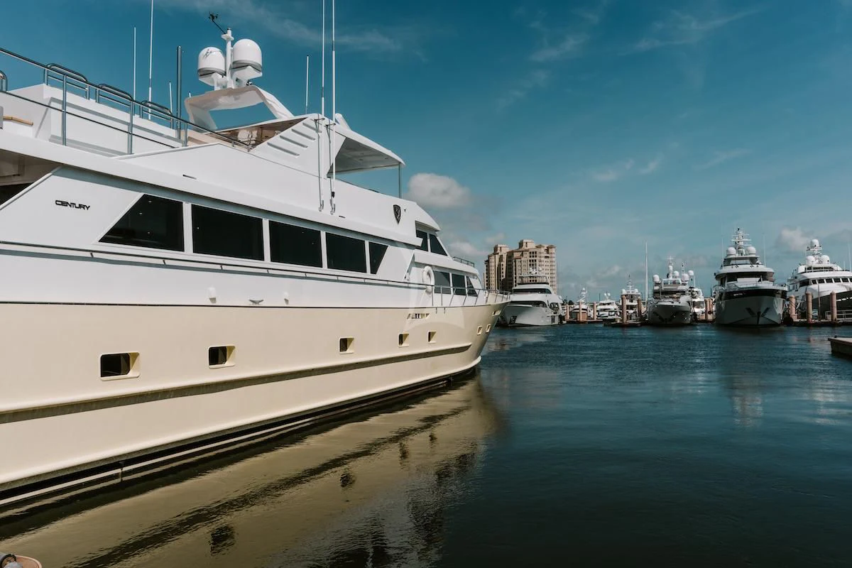 a group of boats in a harbor aboard A PLACE IN THE SUN Yacht for Sale