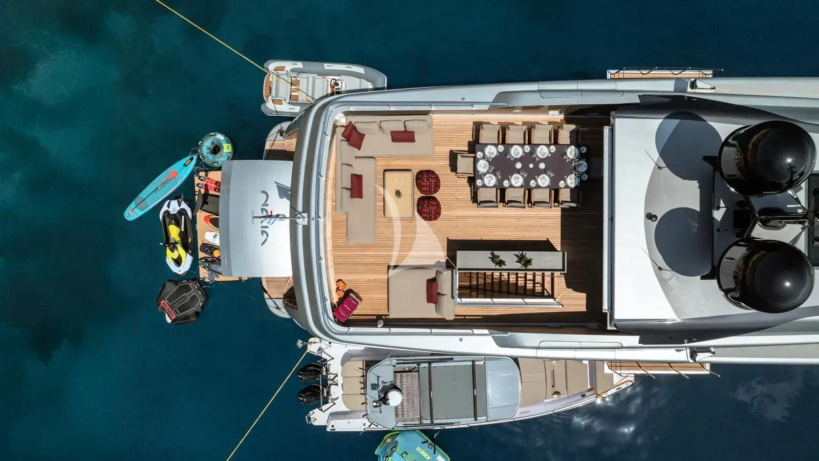 a space ship with a satellite aboard NAIA Yacht for Sale