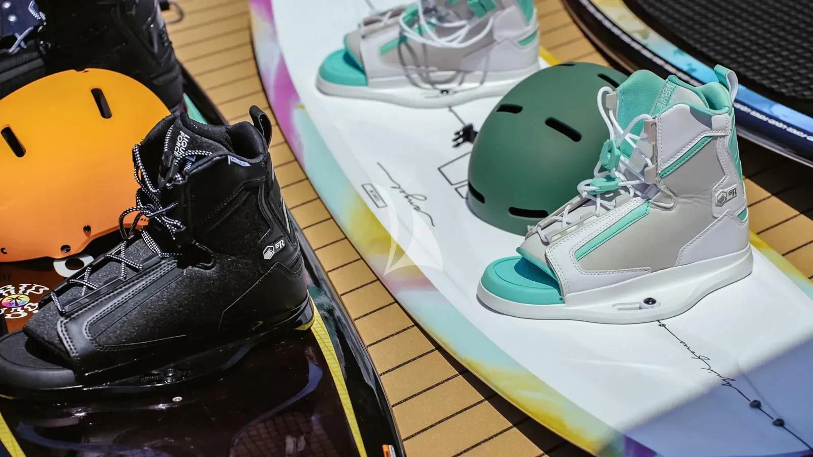 a pair of shoes on a table aboard NAIA Yacht for Sale