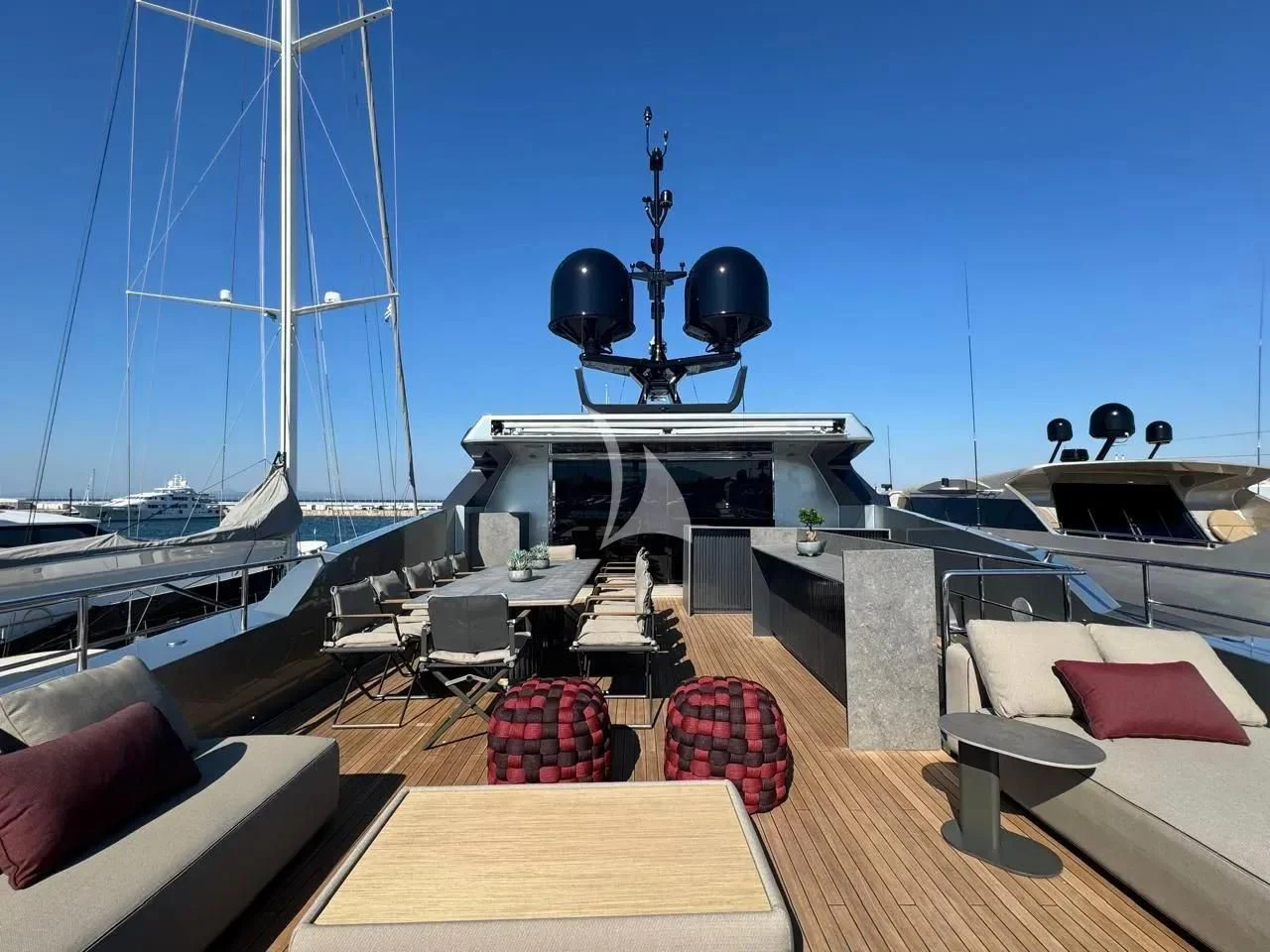 a large ferris wheel and a boat aboard NAIA Yacht for Sale