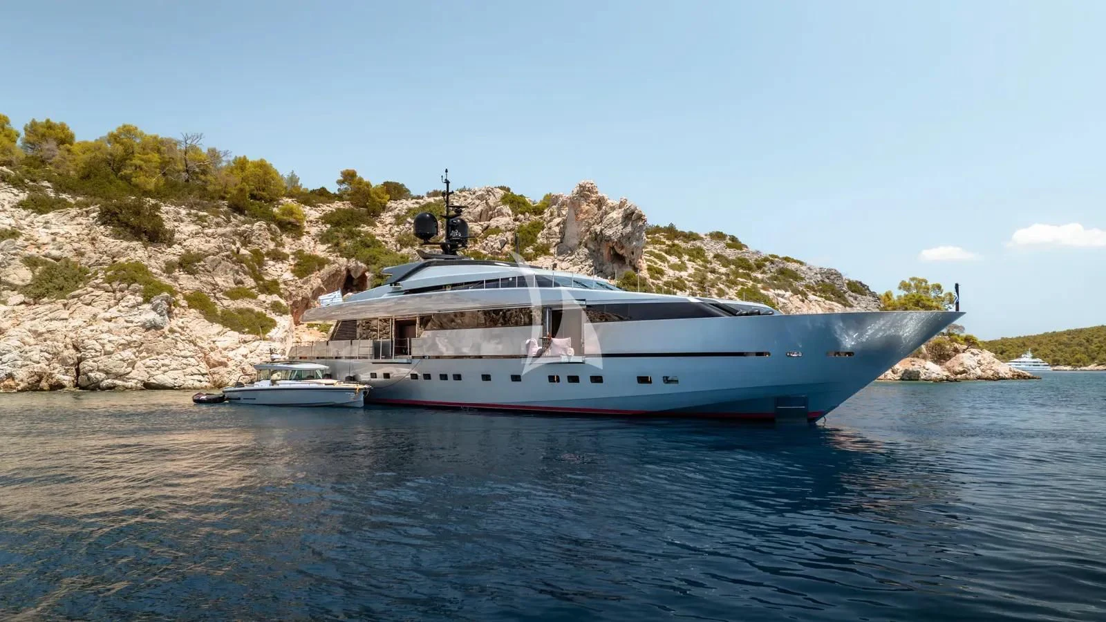 a boat on the water aboard NAIA Yacht for Sale