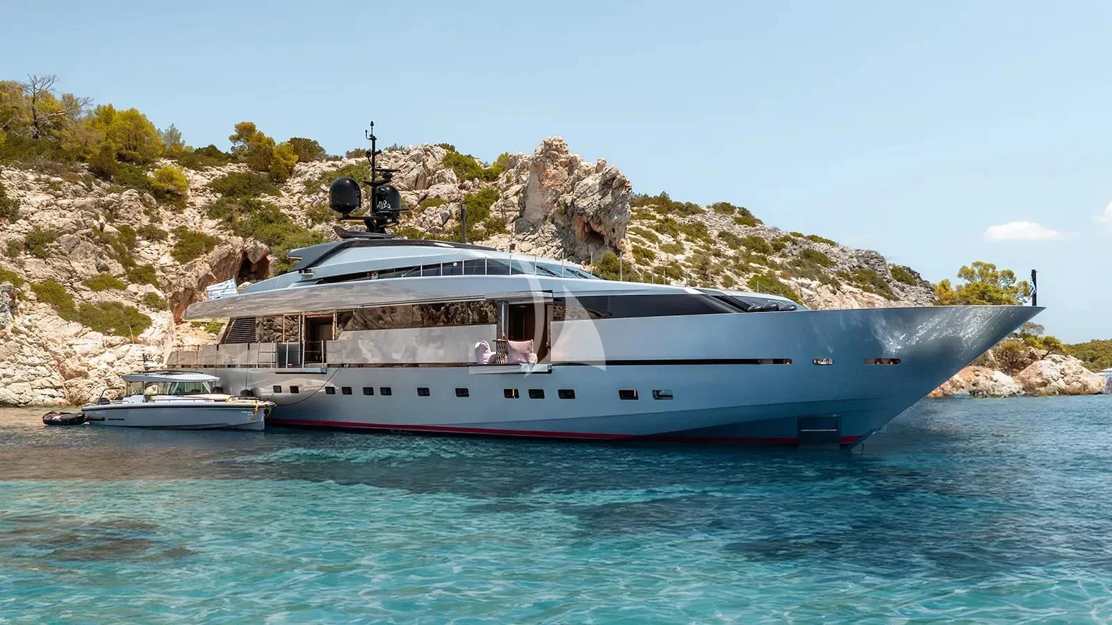 a boat on the water aboard NAIA Yacht for Sale