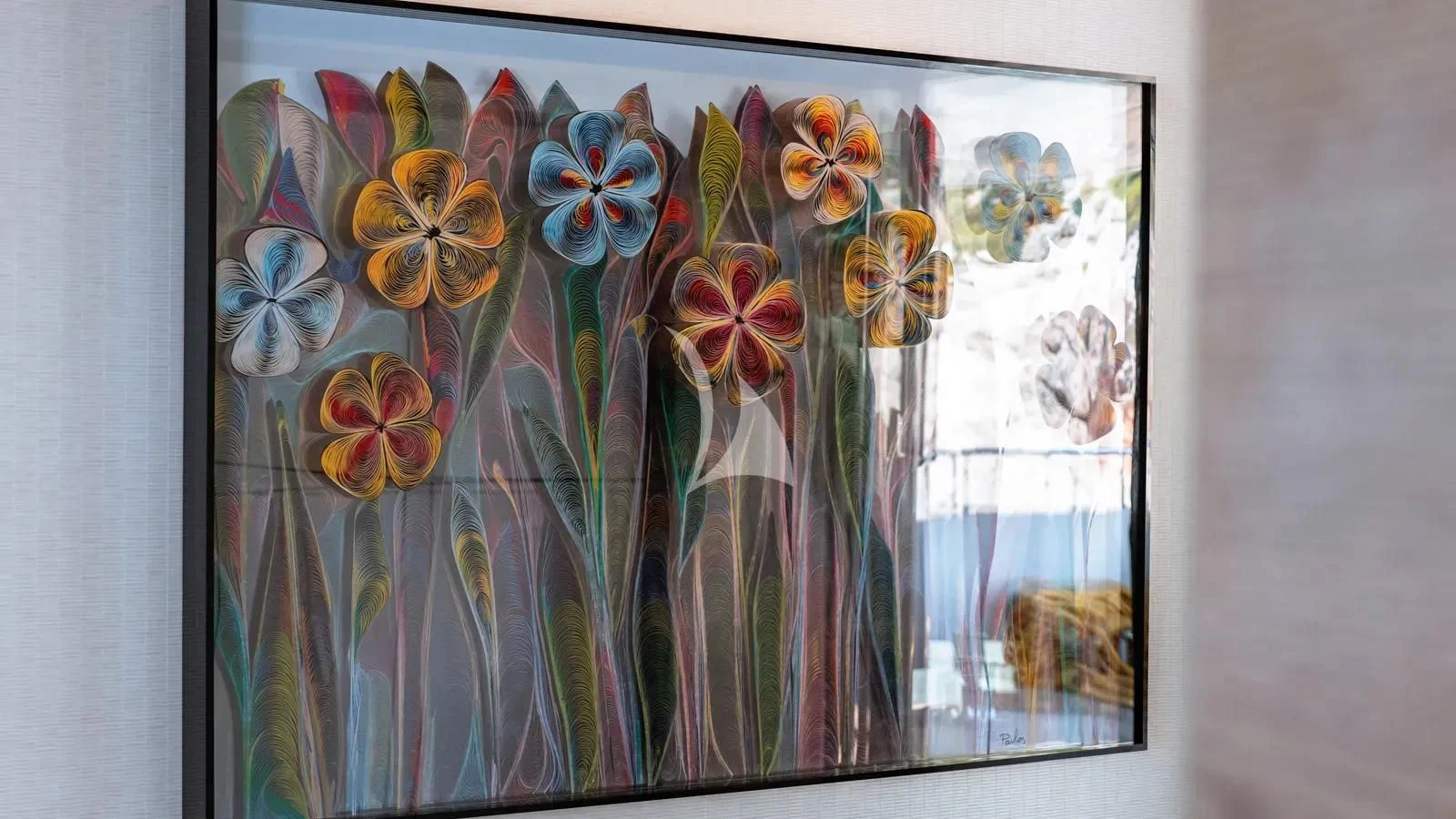 a painting of flowers aboard NAIA Yacht for Sale