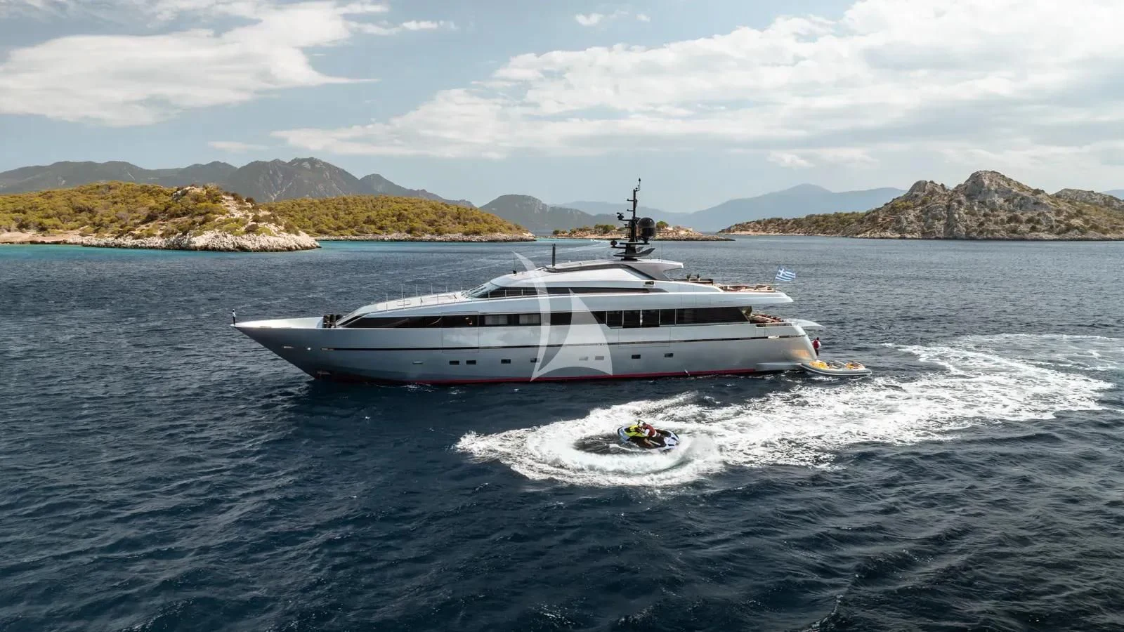 a boat on the water aboard NAIA Yacht for Sale