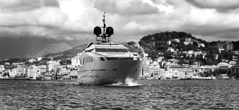 a ferry on the water aboard NAIA Yacht for Sale