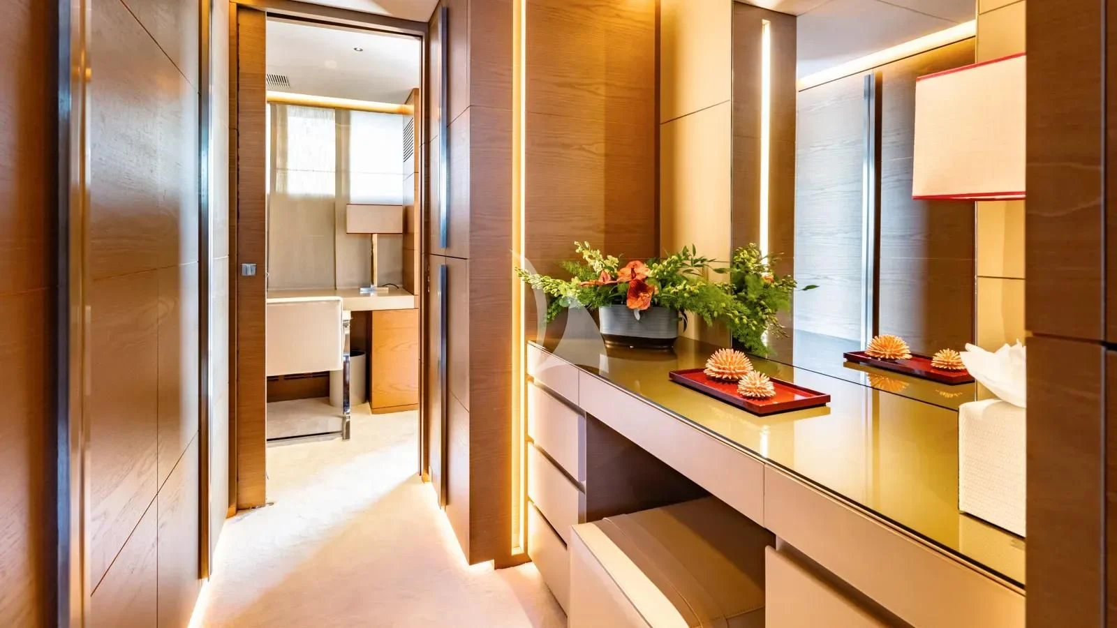 a room with a counter and a sink aboard NAIA Yacht for Sale