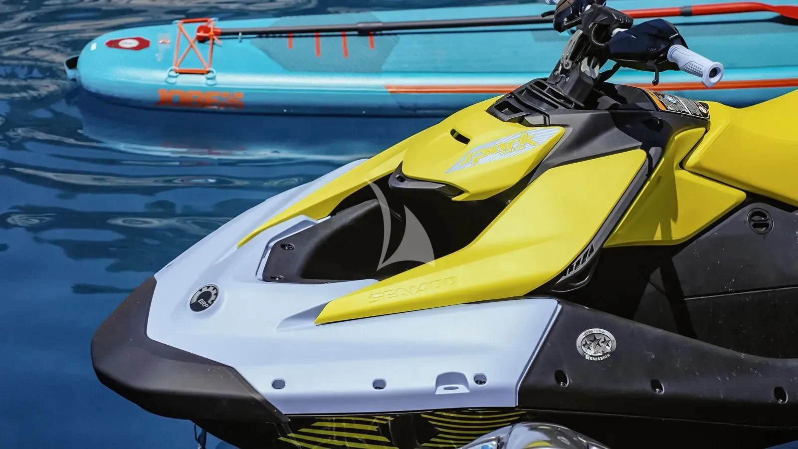 a kayak on the water aboard NAIA Yacht for Sale