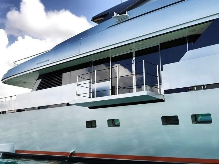 a building with windows aboard NAIA Yacht for Sale