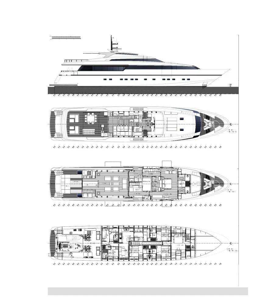 diagram, engineering drawing aboard NAIA Yacht for Sale