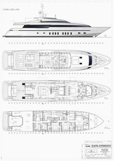 diagram, engineering drawing aboard NAIA Yacht for Sale