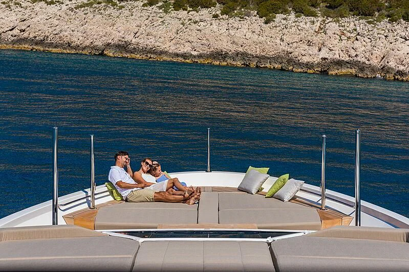 a couple sitting on a boat aboard NOOR II Yacht for Charter
