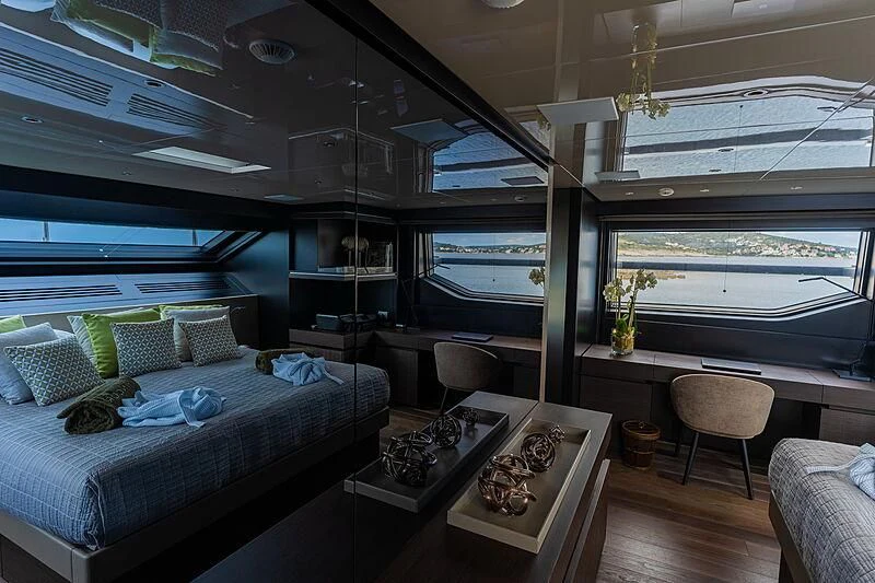 a room with a couch and a table aboard NOOR II Yacht for Charter