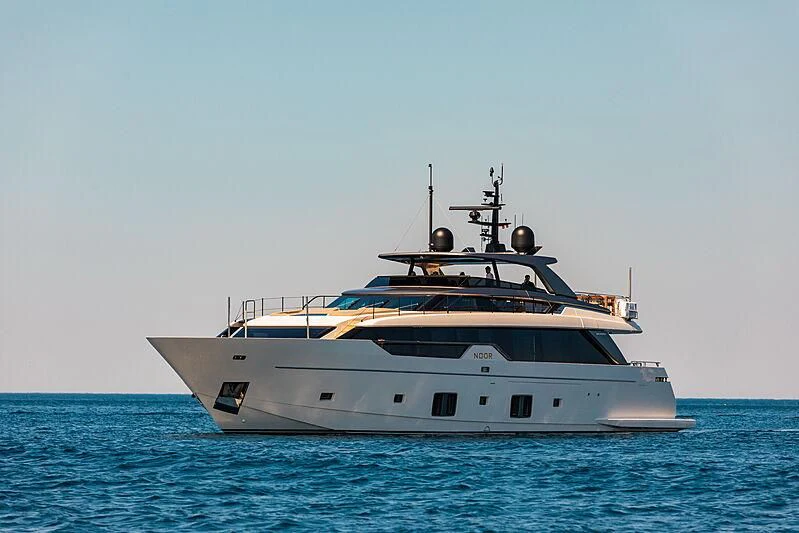 a large white boat in the water aboard NOOR II Yacht for Charter