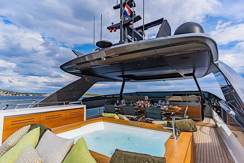 a boat on a deck aboard NOOR II Yacht for Charter