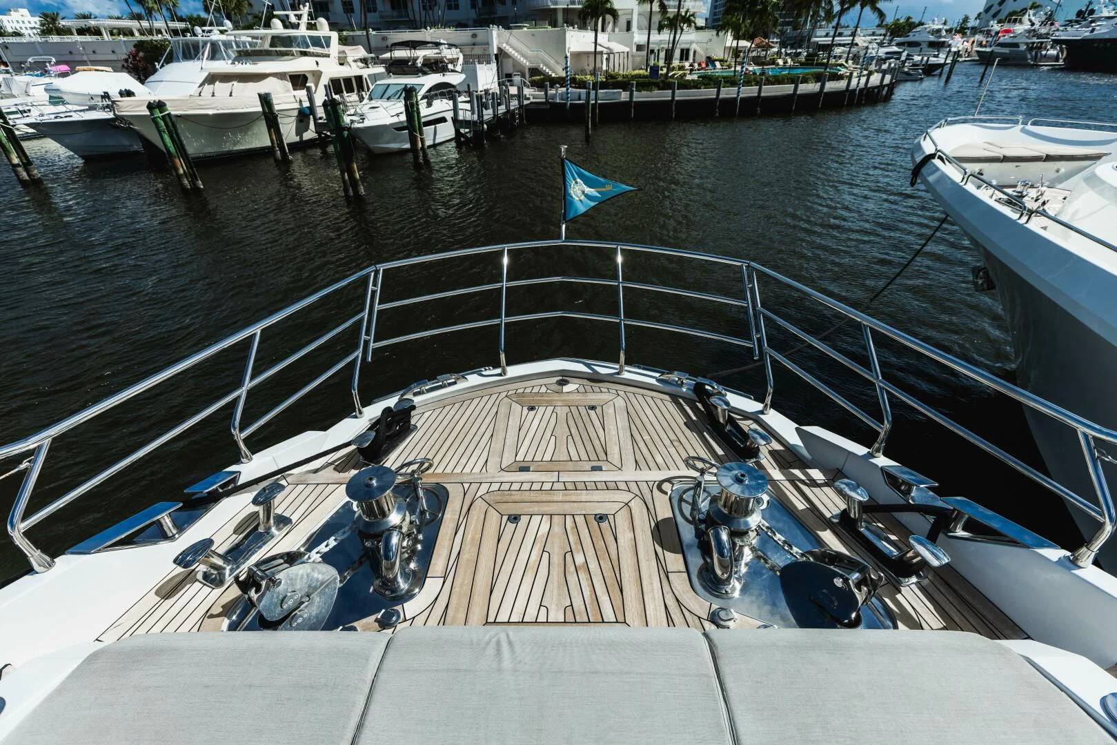 a dock with boats aboard MAJESTIC MOMENTS Yacht for Sale