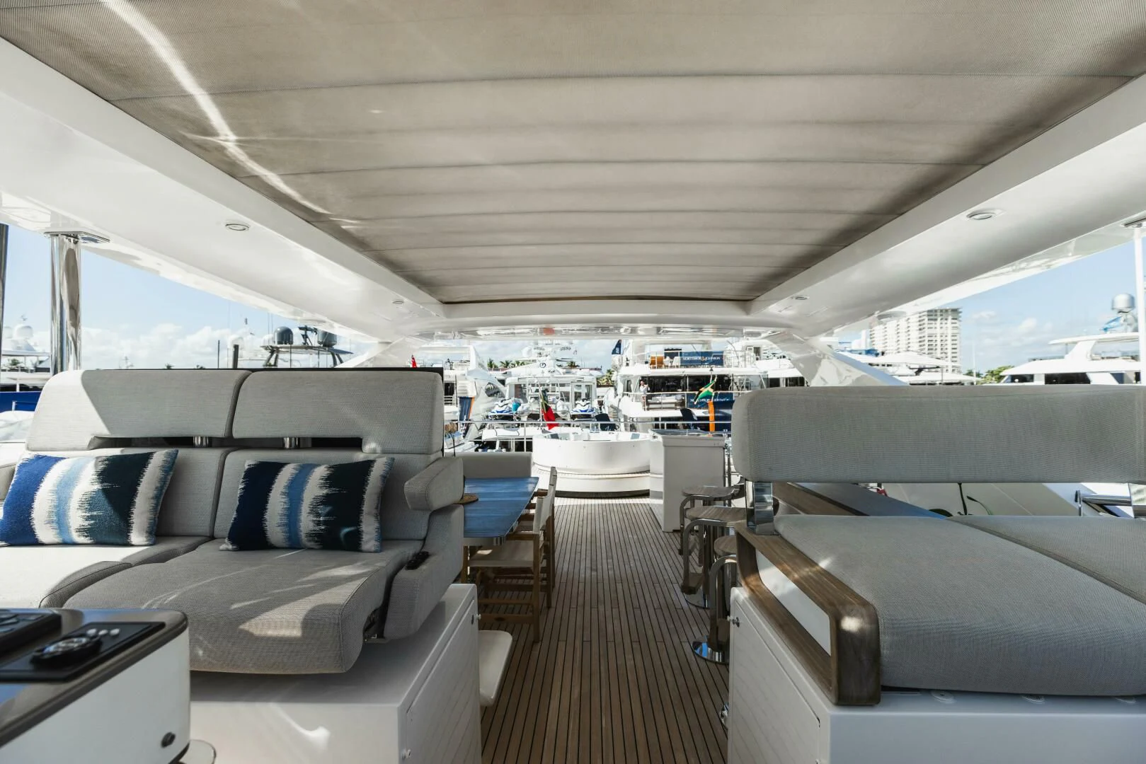 inside of a car aboard MAJESTIC MOMENTS Yacht for Sale