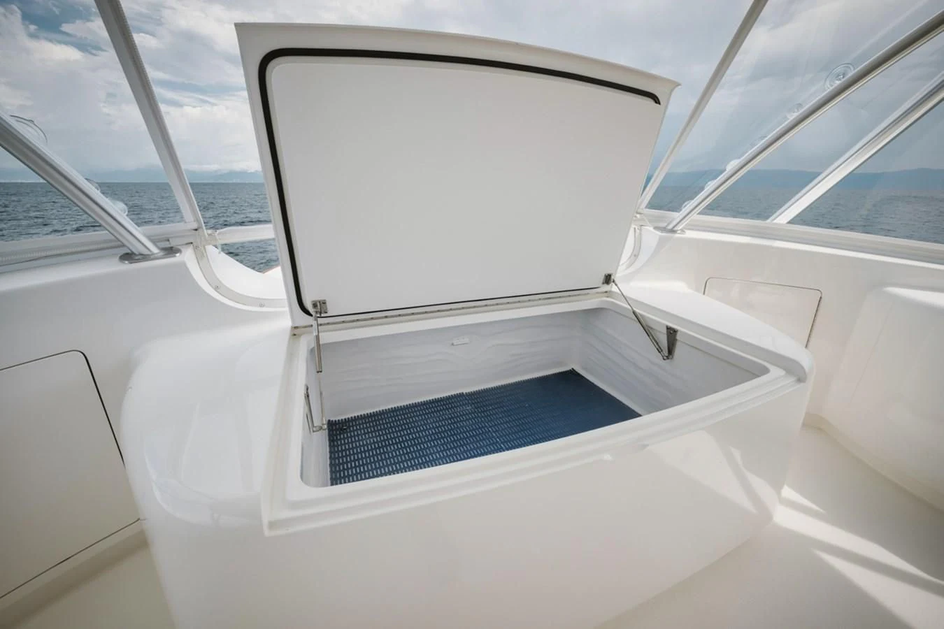 the interior of a white car aboard WHY WOULDN'T WE Yacht for Sale