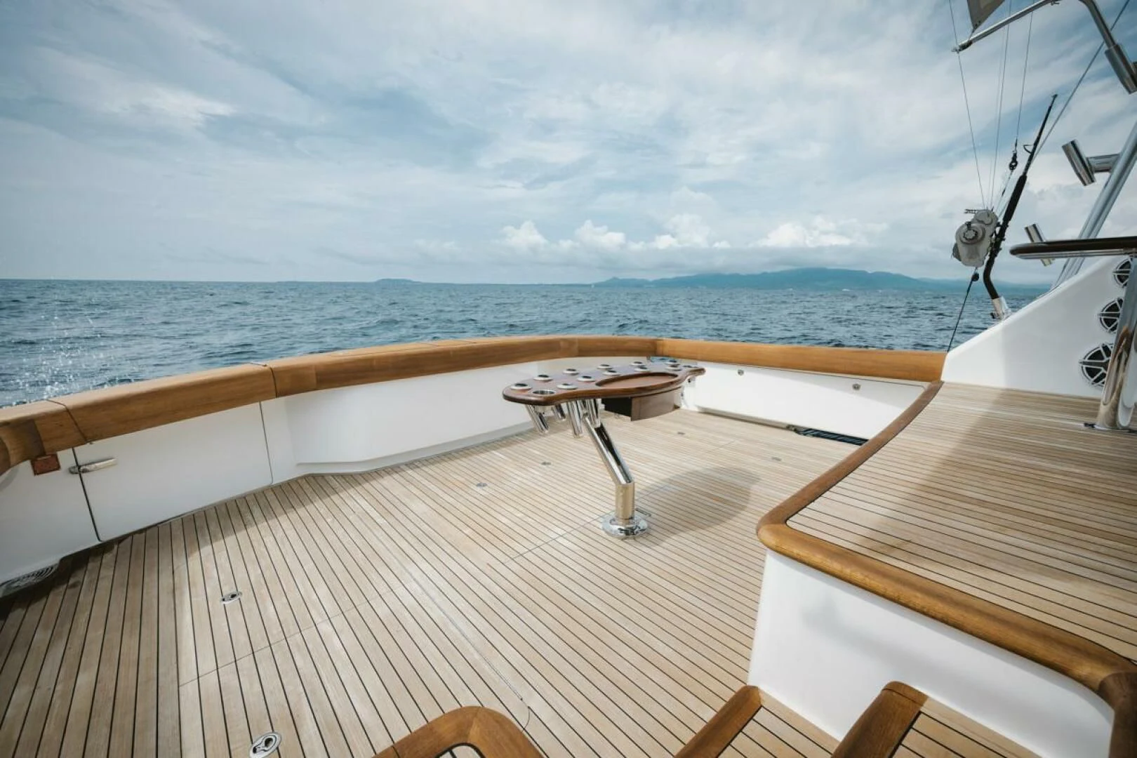 a deck overlooking the ocean aboard WHY WOULDN'T WE Yacht for Sale