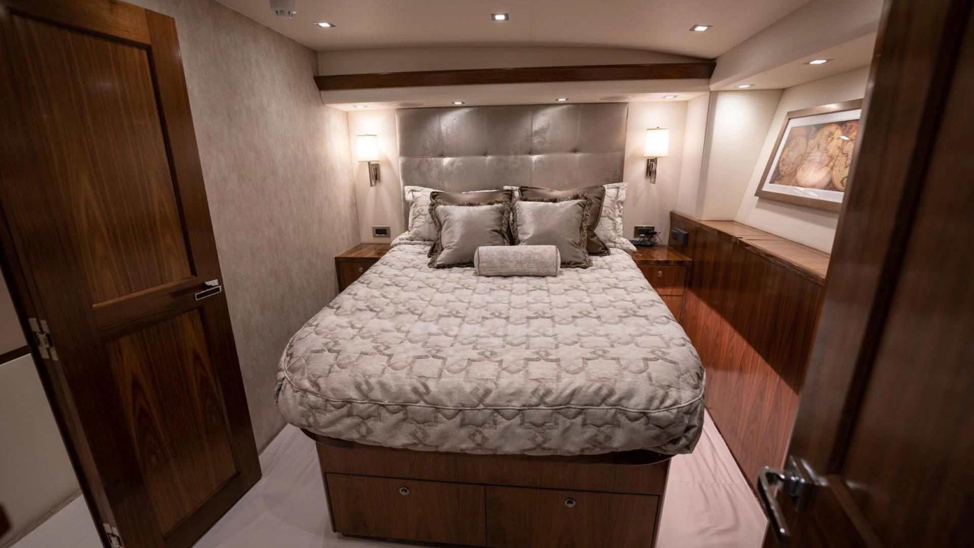 a bed in a hotel room aboard WHY WOULDN'T WE Yacht for Sale