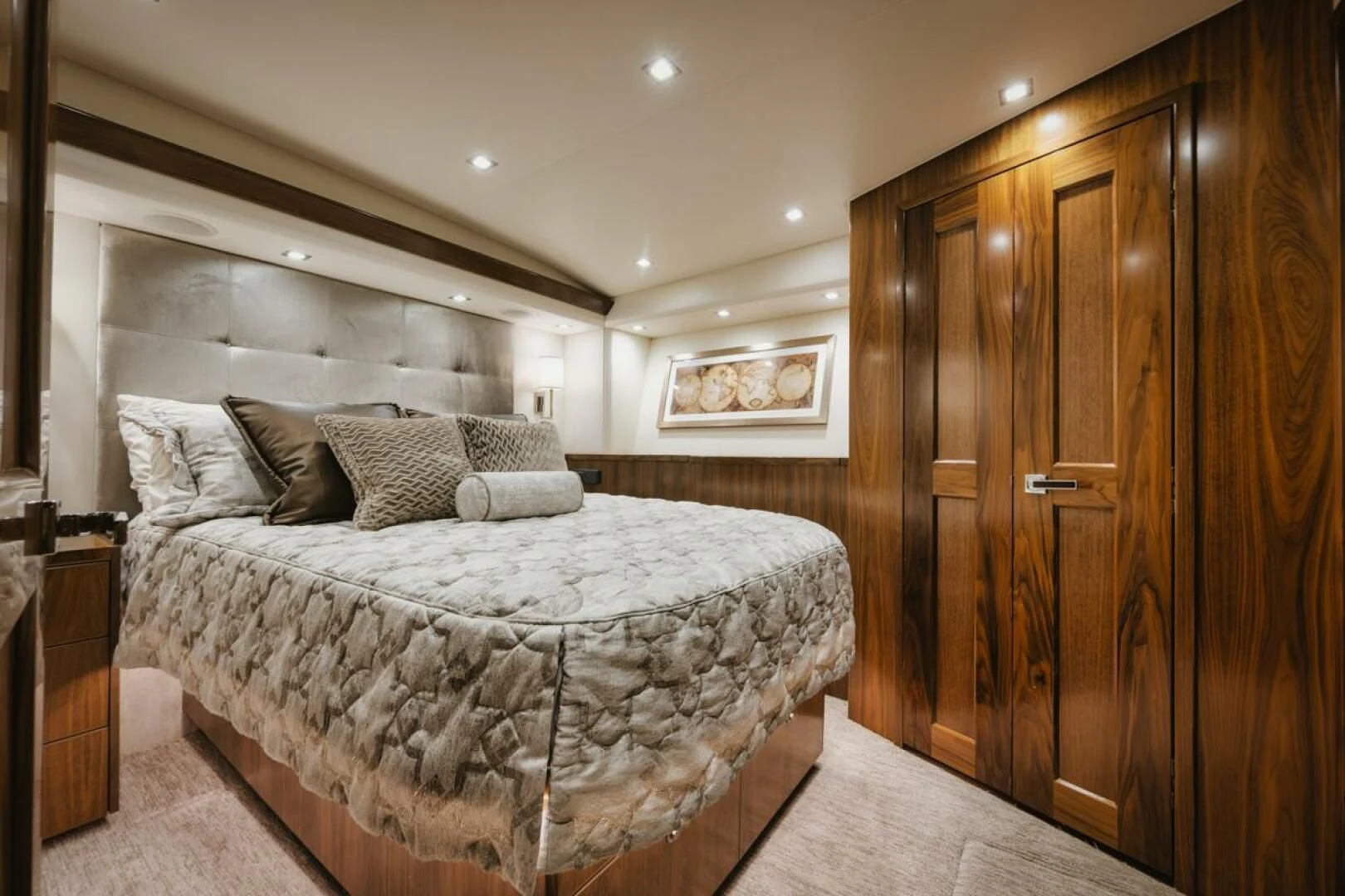 a bed in a room aboard WHY WOULDN'T WE Yacht for Sale