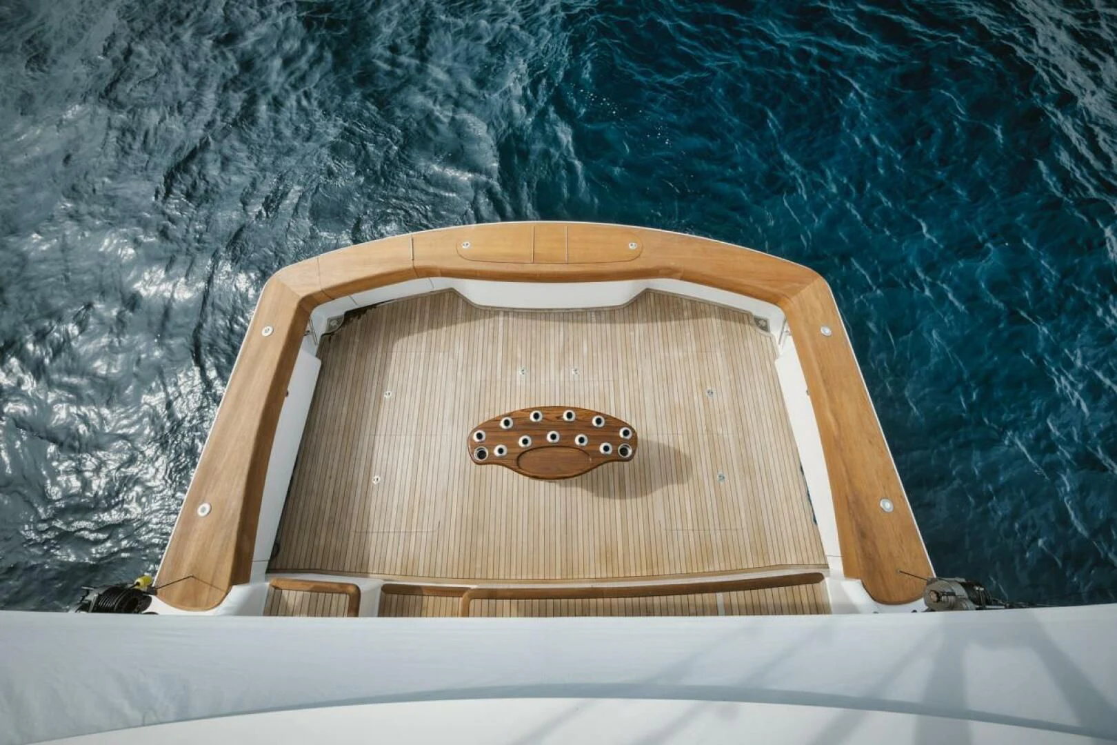 a wood box with a lid aboard WHY WOULDN'T WE Yacht for Sale