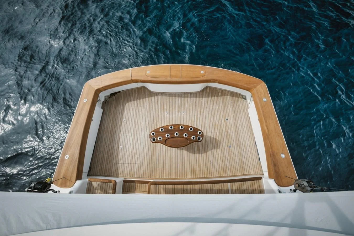 a wood box with a lid aboard WHY WOULDN'T WE Yacht for Sale