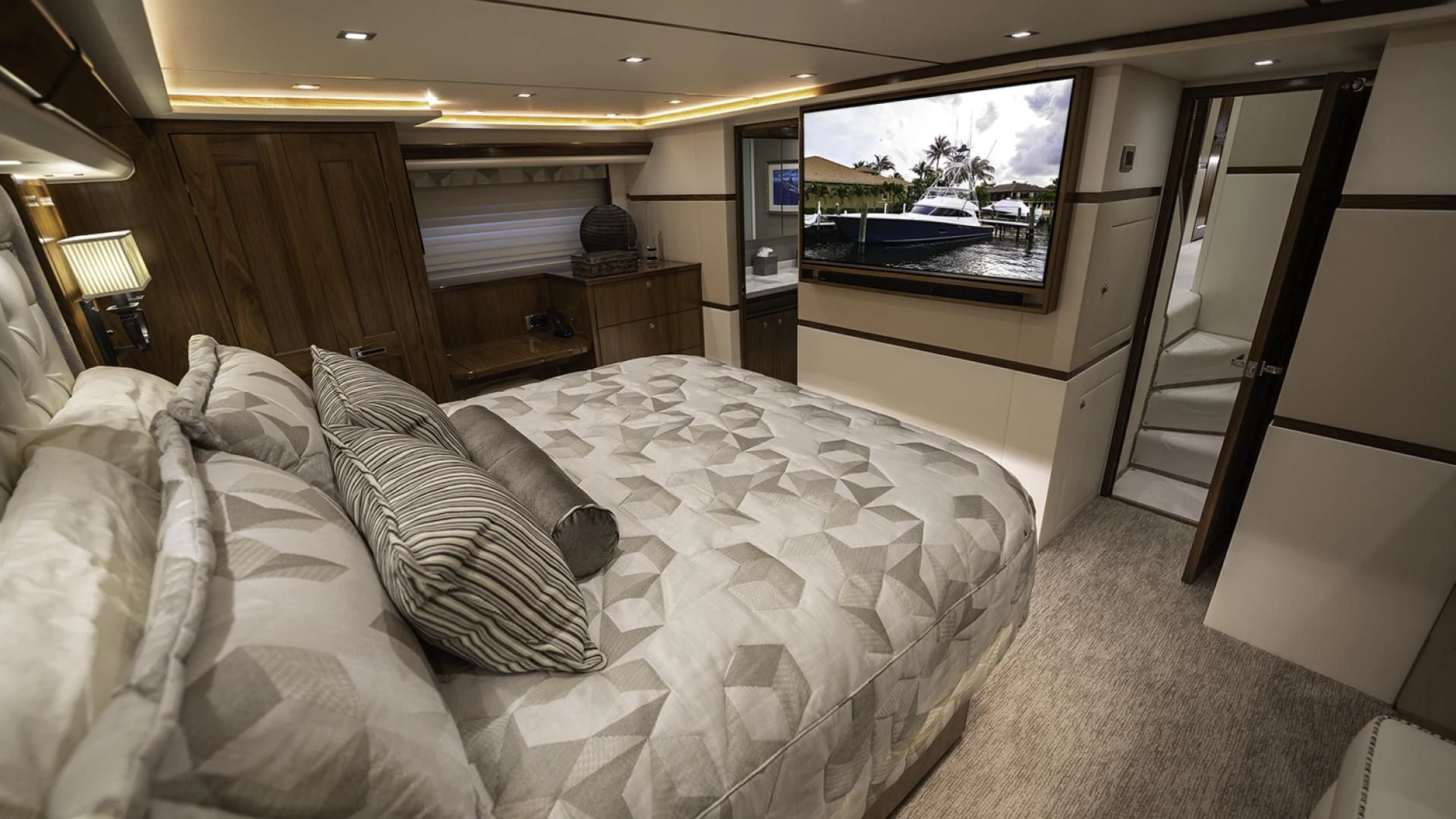 a bed in a cabin aboard WHY WOULDN'T WE Yacht for Sale