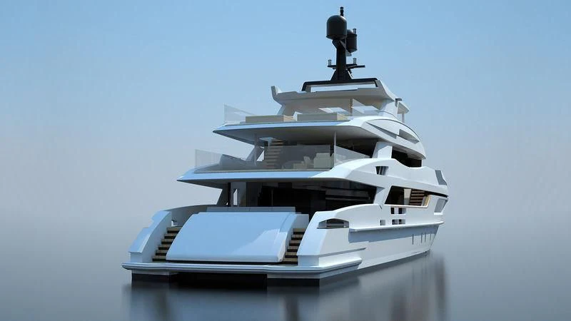 a white yacht with a black propeller aboard LION Yacht for Sale
