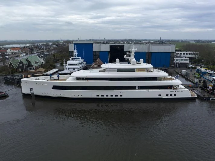 a large white yacht aboard SIBELLE Yacht for Sale