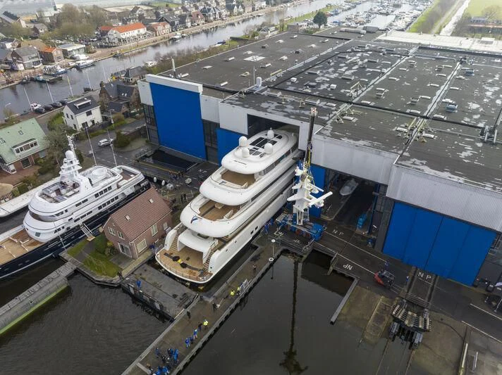 a high angle view of a port aboard SIBELLE Yacht for Sale