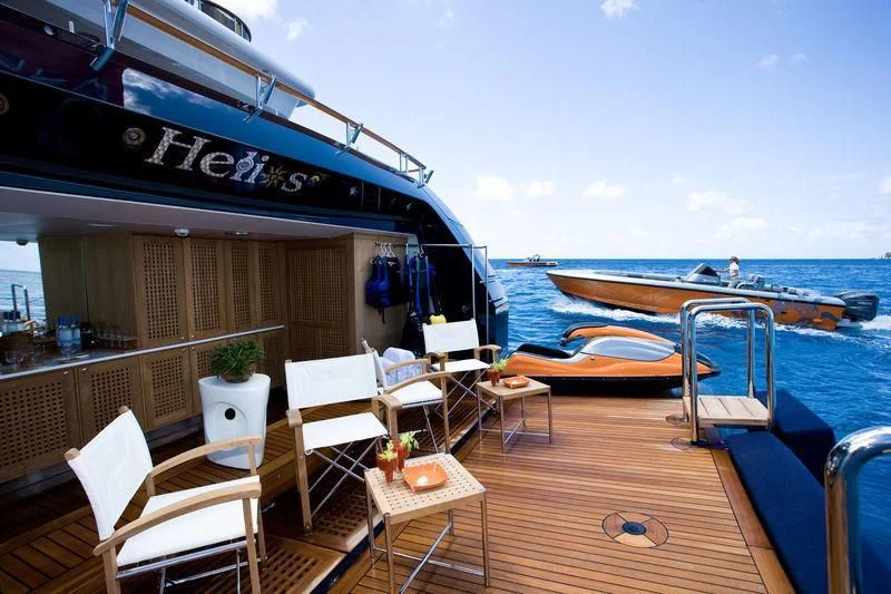 a boat on a deck aboard TREEHOUSE Yacht for Sale