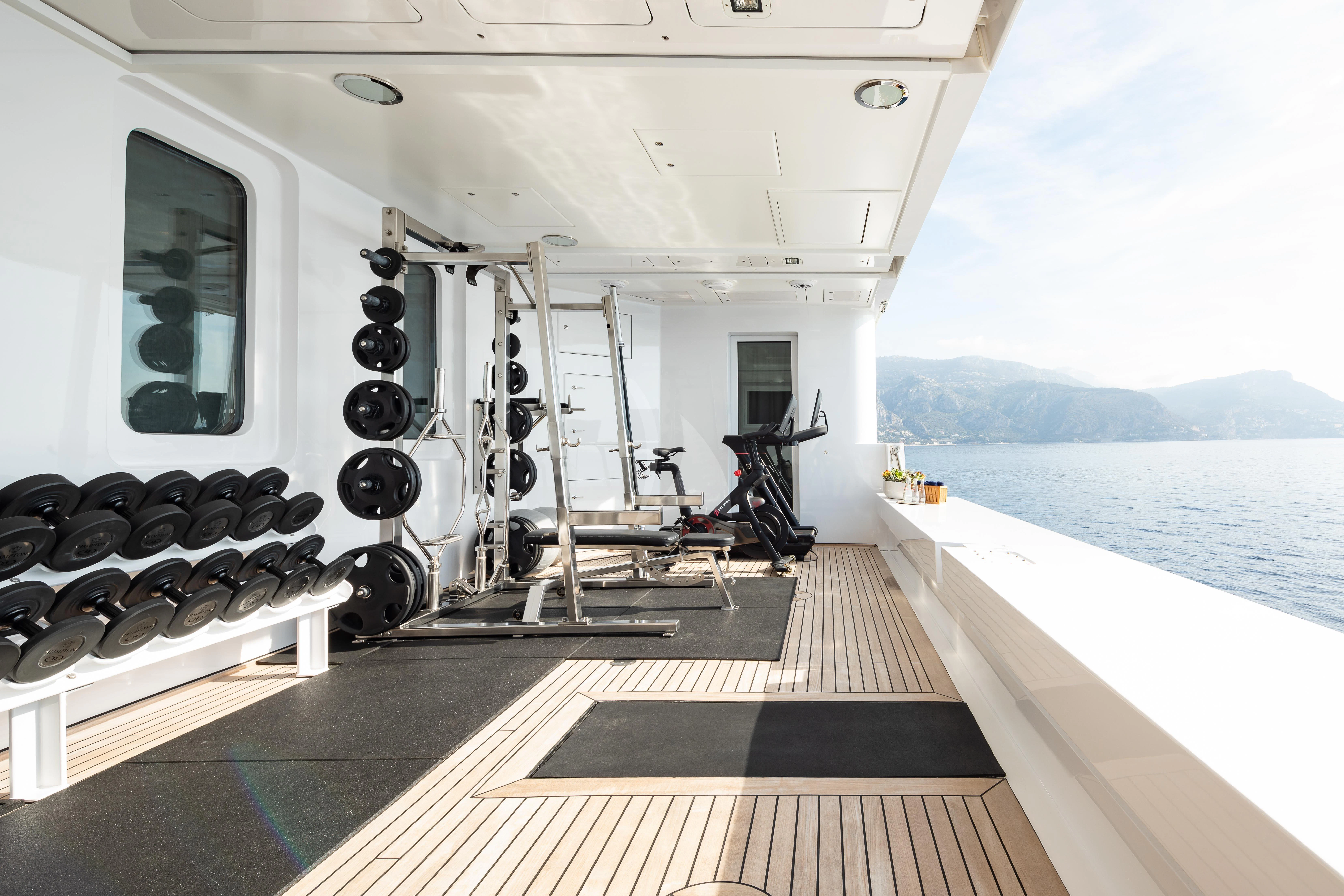 a boat with wheels and a deck aboard TREEHOUSE Yacht for Sale