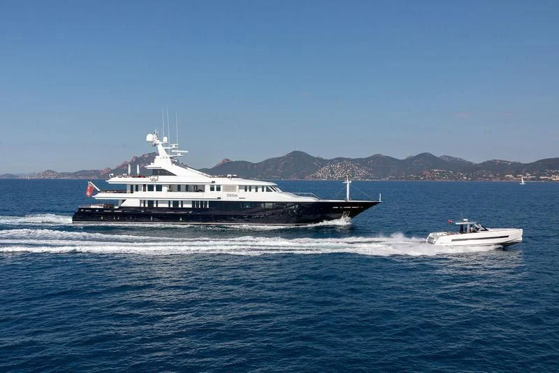 a boat on the water aboard TREEHOUSE Yacht for Sale