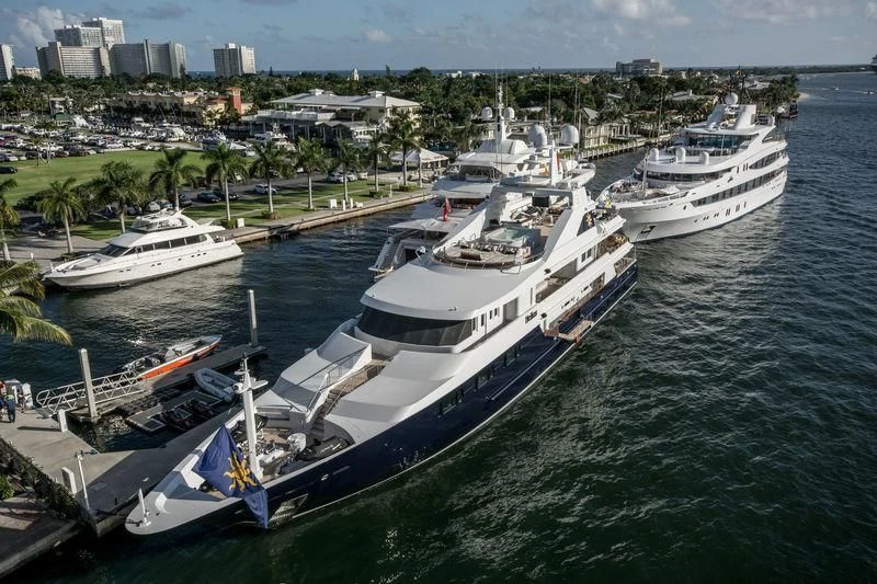 a group of boats docked aboard TREEHOUSE Yacht for Sale