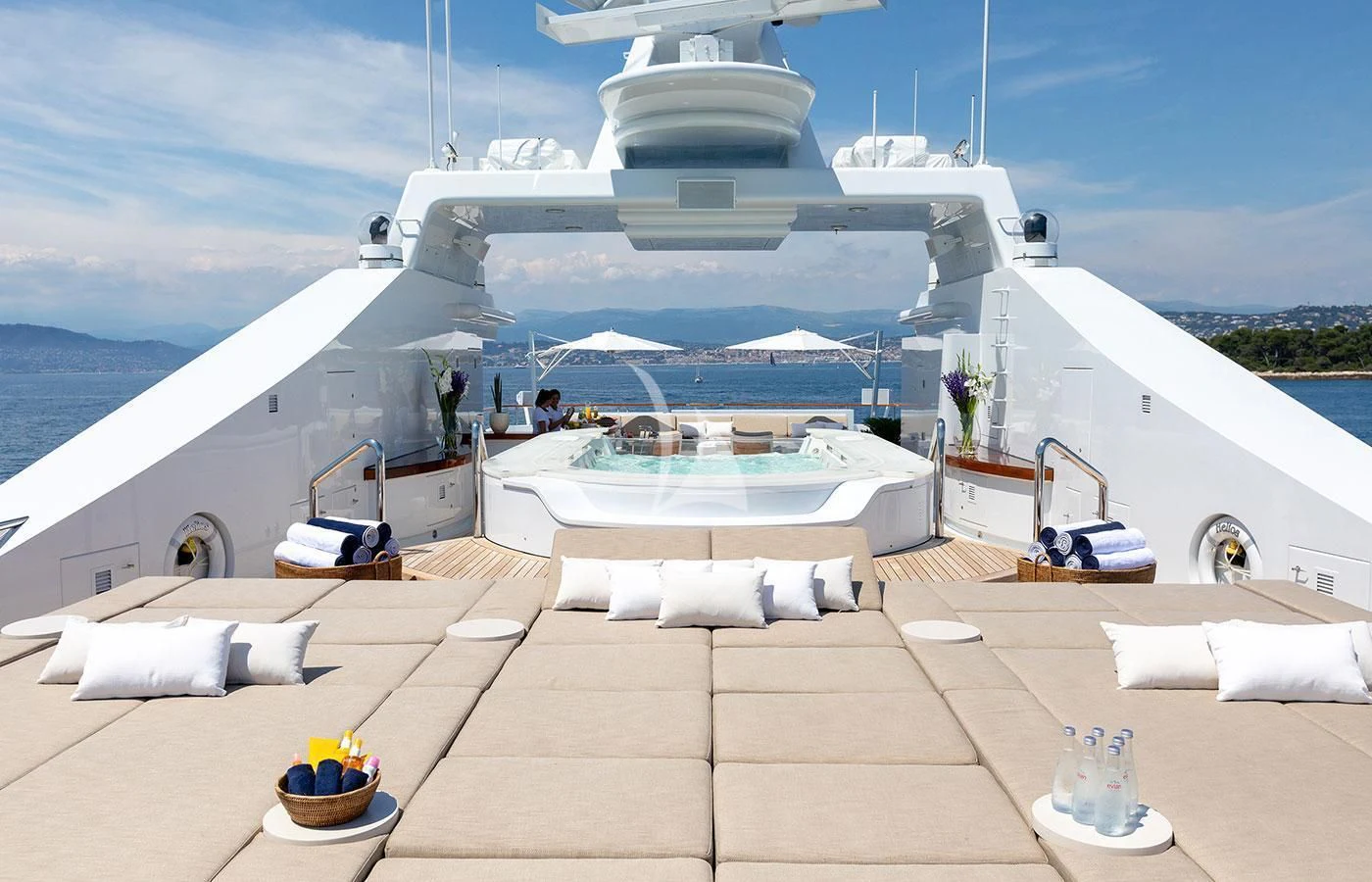 a large white ship aboard TREEHOUSE Yacht for Sale