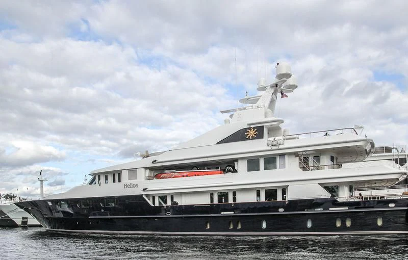 a large cruise ship docked aboard TREEHOUSE Yacht for Sale