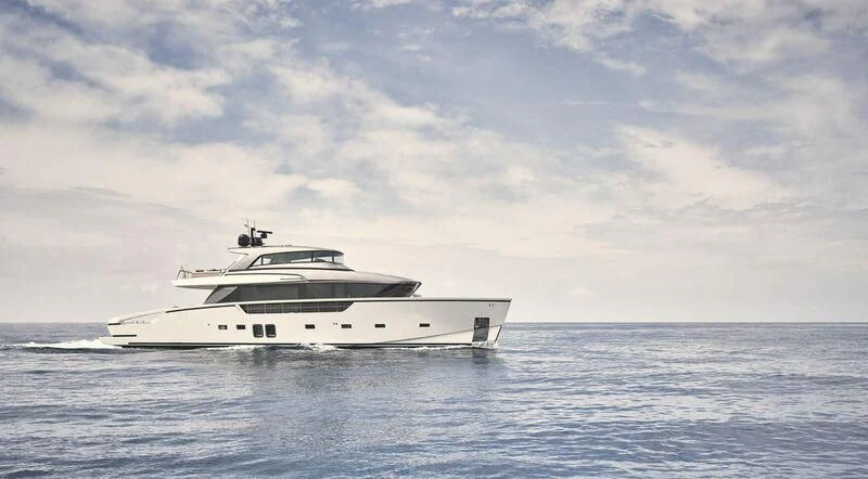 a white yacht in the water aboard SPARTAN TIME Yacht for Sale