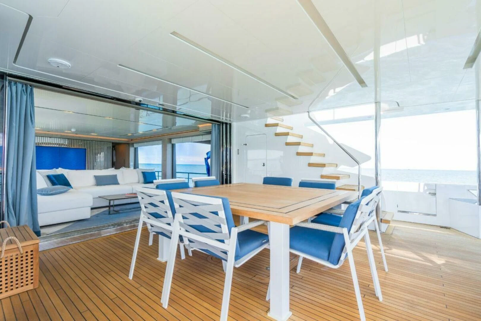 a room with a table and chairs aboard ZOUT Yacht for Sale