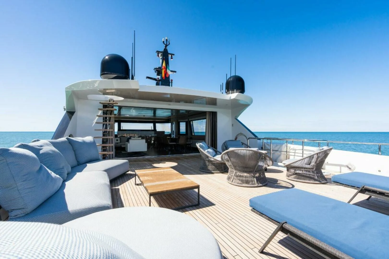 a boat on a deck aboard ZOUT Yacht for Sale