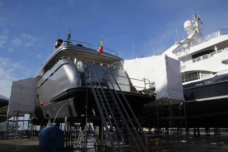 a large ship docked aboard ASTERI Yacht for Sale