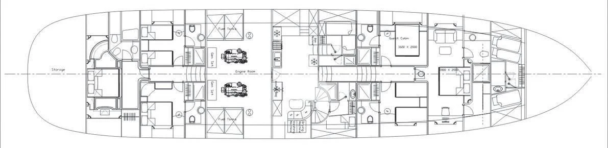 diagram, engineering drawing aboard KAYA GUNERI V Yacht for Sale