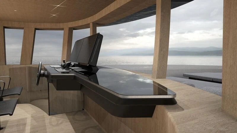 a large room with a large window aboard STEEL IT Yacht for Sale