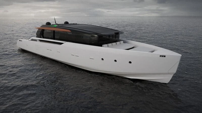 a white boat on the water aboard STEEL IT Yacht for Sale