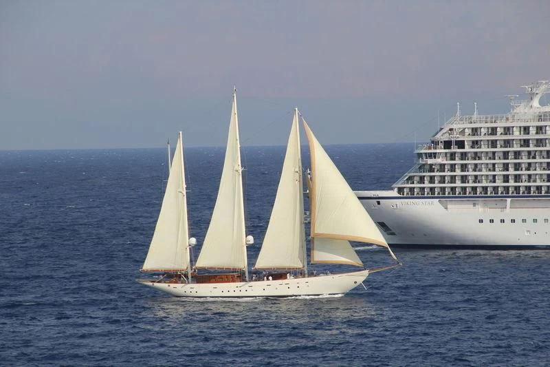 a group of sailboats in the water aboard XARIFA 1927 Yacht for Sale