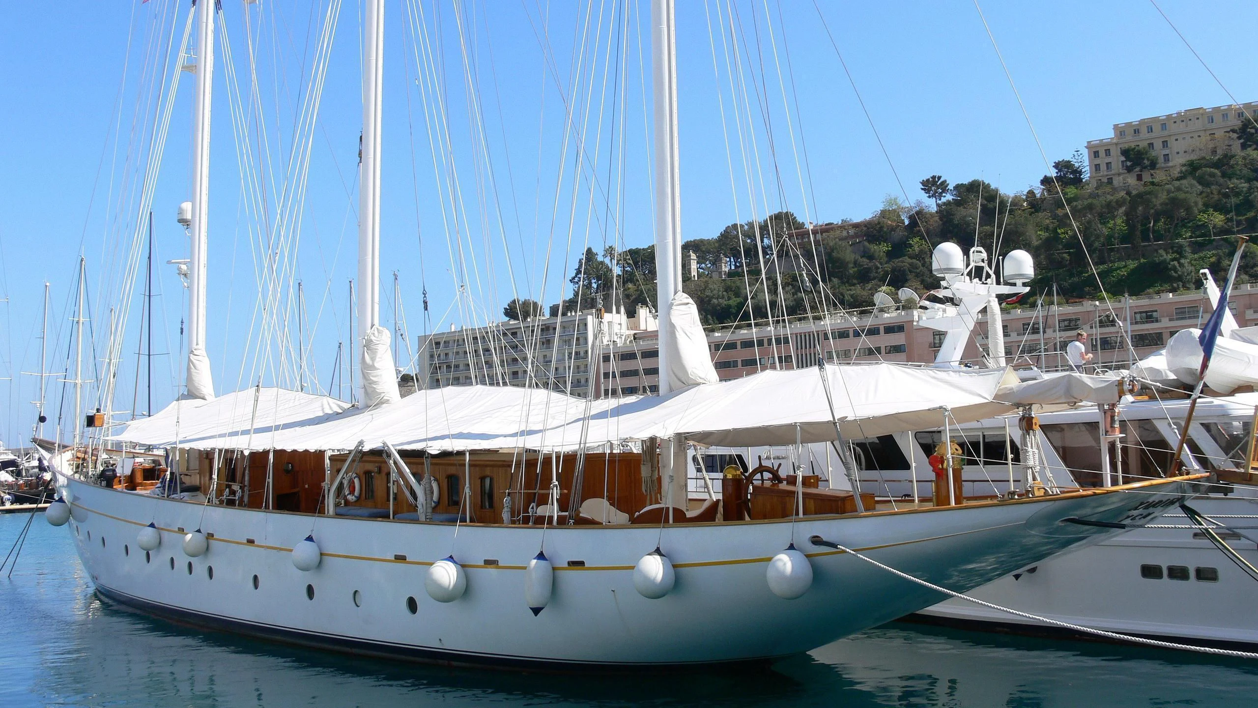 a boat in the water aboard XARIFA 1927 Yacht for Sale