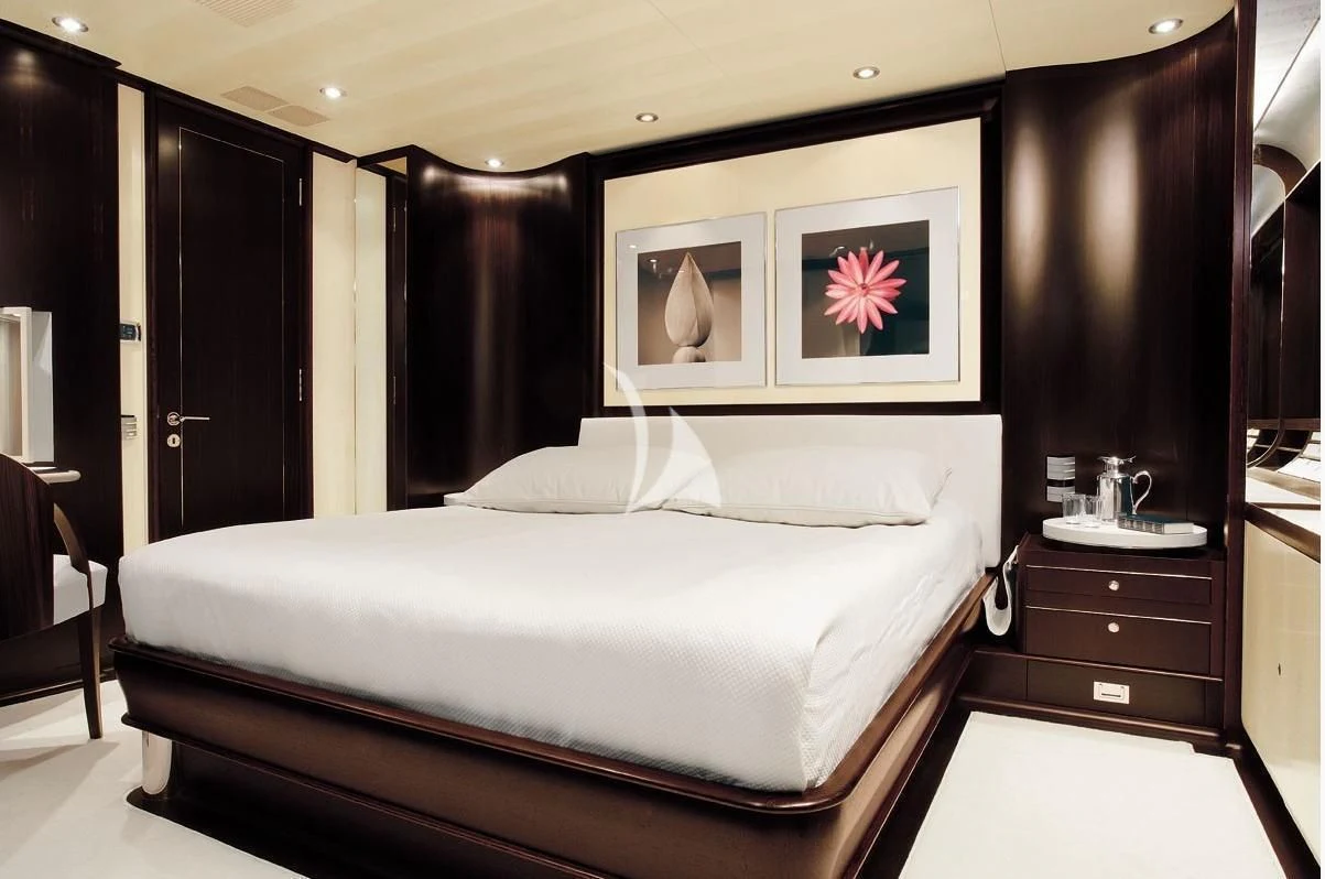 a bed in a hotel room aboard PARSIFAL III Yacht for Charter